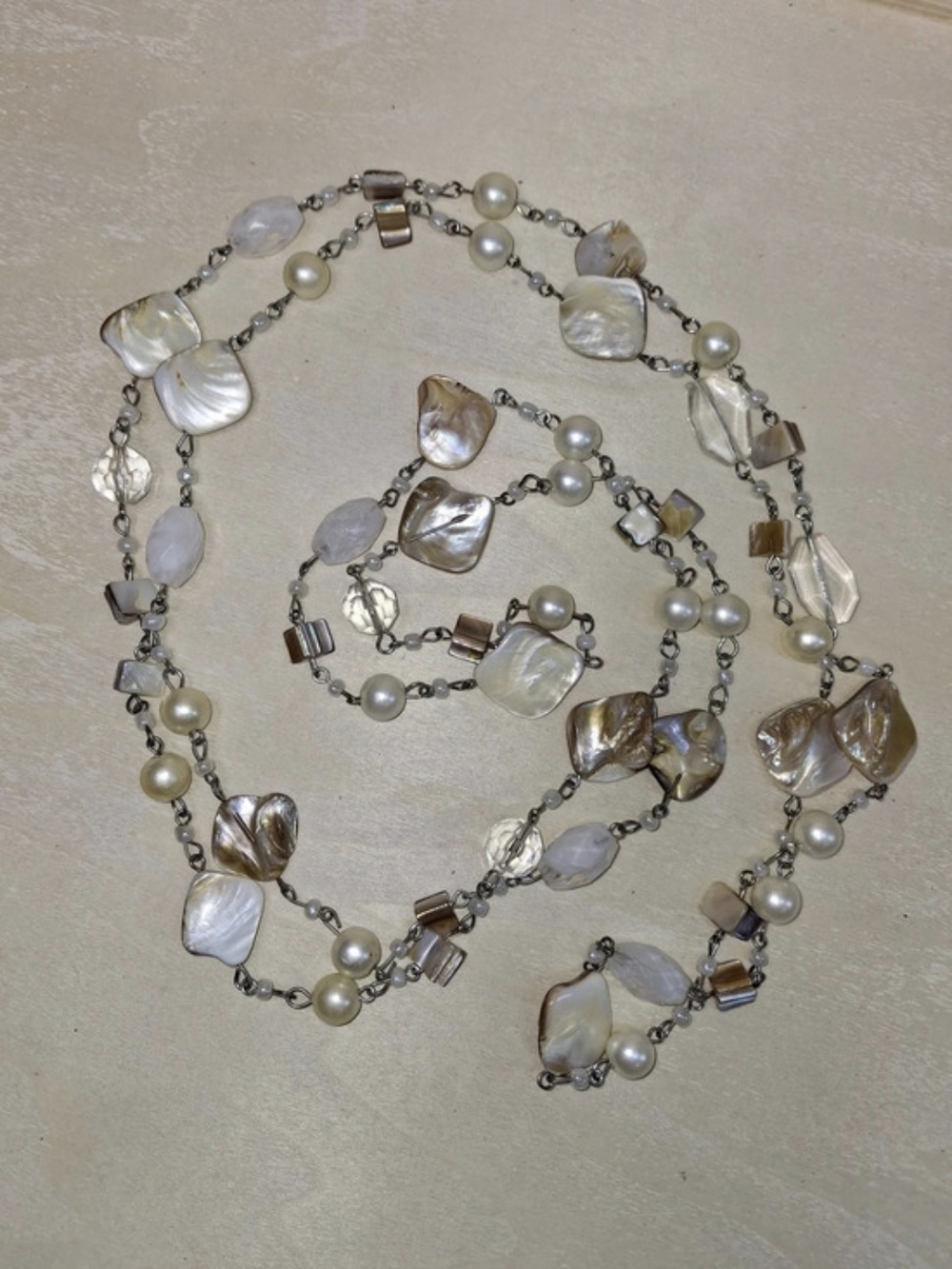 Long Shell Beaded Statement Necklace - Picture 6 of 6